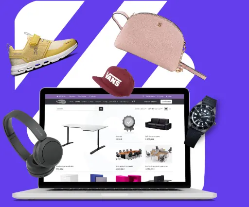 Tienda en línea Odoo ERP mostrando productos de moda, accesorios y tecnología para una fábrica inteligente y rentable